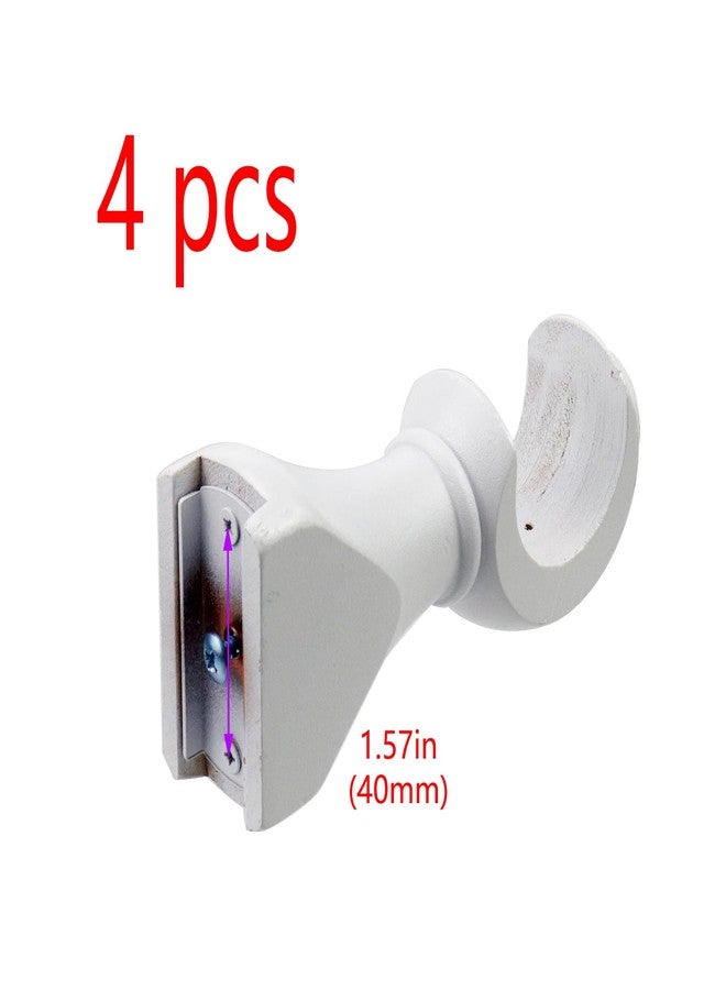 Risbay Curtain Rod Brackets White Wood Support Bracket 1-3/8in Dia Wooden Window Curtain Hooks for Curtain Rod, 4PCS - Image 3